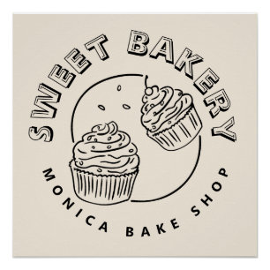 Poster Logo de boulangerie sucrée vintage