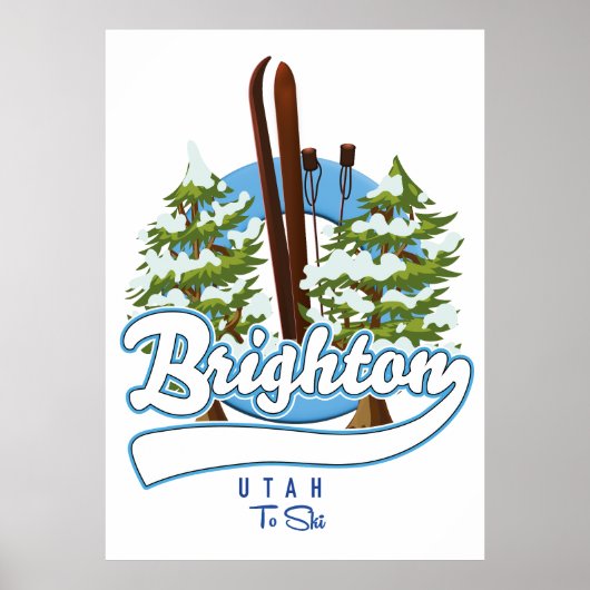 Poster logo de Brighton Utah pour skier (Devant)