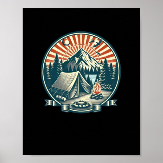 Poster Logo de camping Sticker très Cool (Devant)