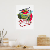 Poster logo de carte de voyage en Chine (Cuisine)
