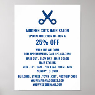 Poster Logo de ciseaux, Styliste de cheveux, Advert Salon