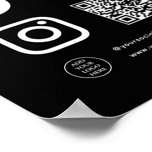 Poster Logo de code QR Suivez Scan Connect With Us (Coin)