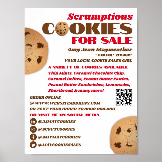 Poster Logo de cookies, collecte de fonds pour la vente d (Devant)