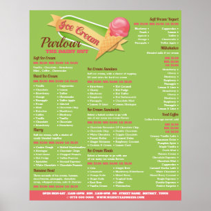 Poster Logo de crème glacée, Menu de salon de crème glacé