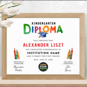 Poster Logo de diplôme de fin d'études pour enfant avec u
