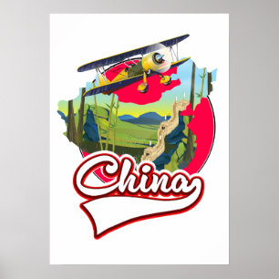Poster Logo de la carte de voyage en Chine