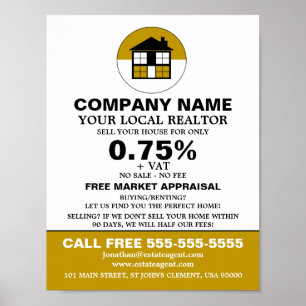 Poster Logo de la maison, Realtor, Agent immobilier publi