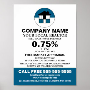 Poster Logo de la maison, Realtor, Agent immobilier publi