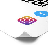 Poster Logo de l'entreprise Code QR Médias sociaux (Coin)