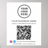 Poster Logo de l'entreprise Code QR Médias sociaux (Devant)