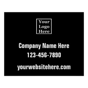 Poster Logo de l'entreprise Coordonnées Black White Windo