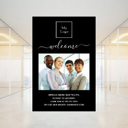 Poster Logo de l'entreprise photo accueil heures d'ouvert