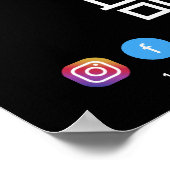 Poster Logo de l'entreprise QR Code Social Media Black (Coin)