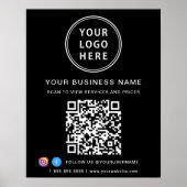 Poster Logo de l'entreprise QR Code Social Media Black (Devant)