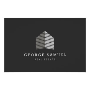 Poster Logo de maison abstrait moderne Realtor Noir