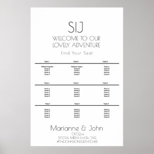 Poster Logo de mariage minimaliste B&White Plan de table