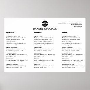 Poster Logo de menu de restaurant professionnel noir mode