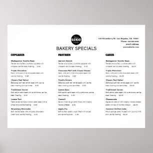 Poster Logo de menu de restaurant professionnel noir mode