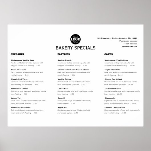 Poster Logo de menu de restaurant professionnel noir mode (Devant)