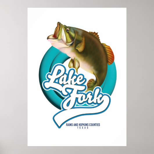 Poster logo de pêche Lake Fork Texas. (Devant)