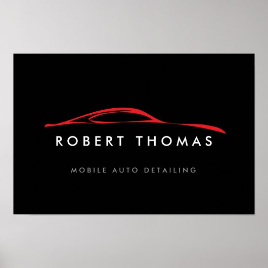 Poster Logo de réparation/Détail de l'auto noir/rouge Tél (Devant)