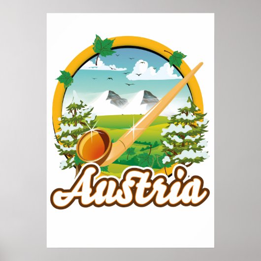 Poster Logo de voyage rétro Autriche (Devant)