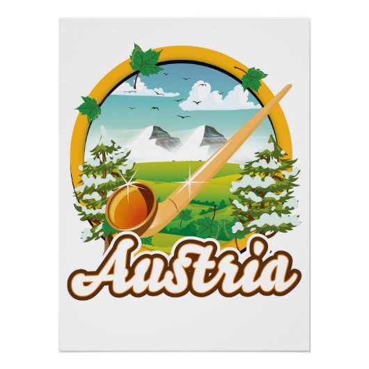 Poster Logo de voyage rétro Autriche (Devant)