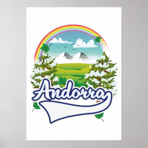 Poster logo de voyage rétro d'Andorre