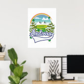 Poster logo de voyage rétro d'Andorre (Bureau à domicile)