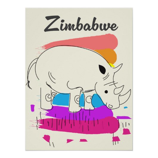 Poster Logo de voyage rétro du Zimbabwe (Devant)