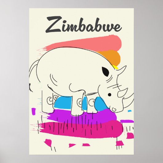 Poster Logo de voyage rétro du Zimbabwe (Devant)