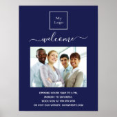 Poster logo d'entreprise bleu photo heures d'ouverture de (Devant)