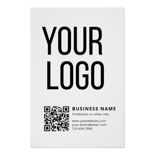 Poster Logo d'entreprise & Code QR modifiable (Devant)