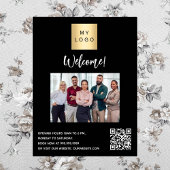 Poster Logo d'entreprise noir photo bienvenue QR code