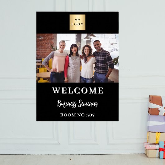 Poster Logo d'entreprise photo noir blanc accueil