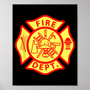 Poster Logo du département des pompiers Symbole uniforme