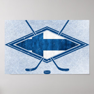 Poster Logo du drapeau du hockey finlandais Suomi