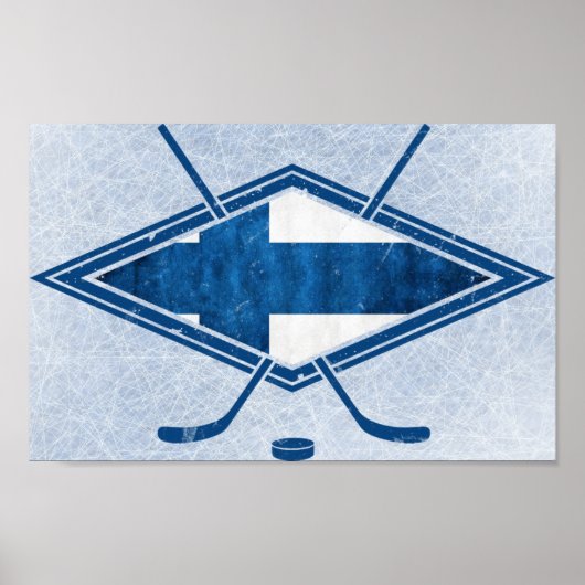 Poster Logo du drapeau du hockey finlandais Suomi (Devant)