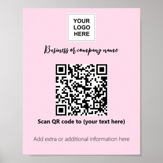 Poster Logo du modèle d'entreprise Pink Blush qr code (Devant)