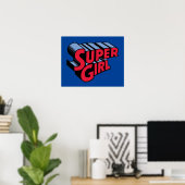 Poster Logo du nom empilé de la superfille rouge et bleue (Bureau à domicile)