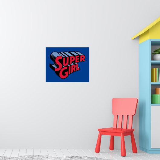 Poster Logo du nom empilé de la superfille rouge et bleue (Pépinière 1)