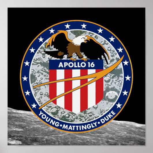 Poster Logo du patch de mission NASA Apollo 16 (Devant)