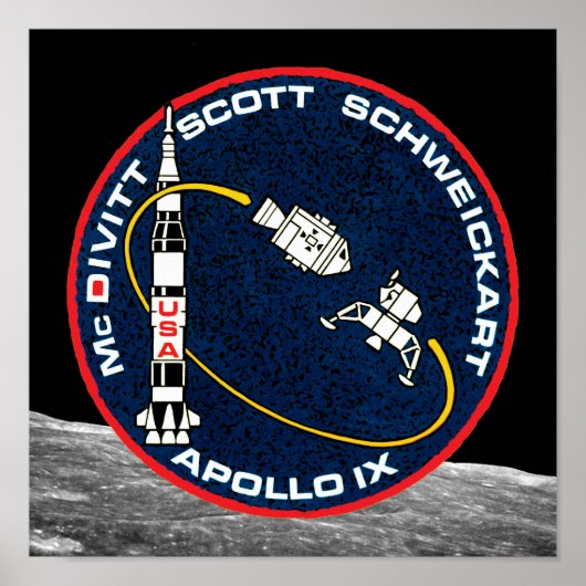 Poster Logo du patch de mission NASA Apollo 9 (Devant)
