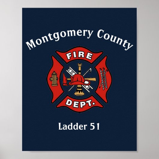 Poster Logo du service d'incendie personnalisé (Devant)