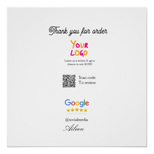 Poster logo du site Web de révision Google entreprise sca (Devant)