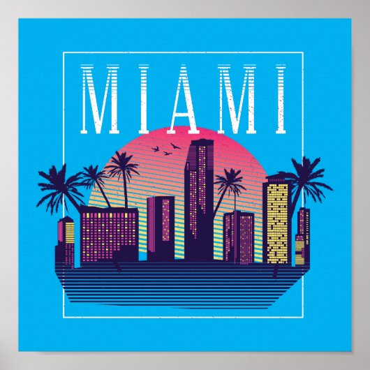Poster Logo élégant de Miami Florida Retro City (Devant)