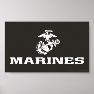 Poster Logo empilé USMC - Blanc
