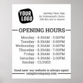 Poster Logo Et Texte Personnalisables Heures D'Ouverture  (Devant)