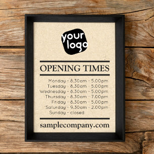 Poster Logo Et Texte Personnalisables Heures D'Ouverture