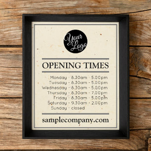 Poster Logo Et Texte Personnalisables Heures D'Ouverture